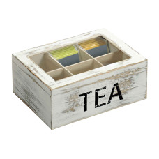box and baskets KESPER 58932 FOR TEA VINTAGE WHITE