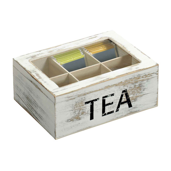 box and baskets KESPER 58932 FOR TEA VINTAGE WHITE
