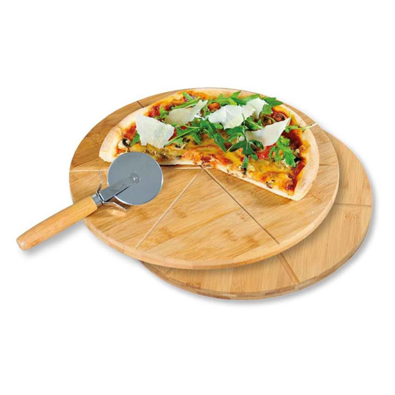საჭრელი დაფა KESPER 58465 BAMBOO SET 2PC WITH PIZZA CUTTER
