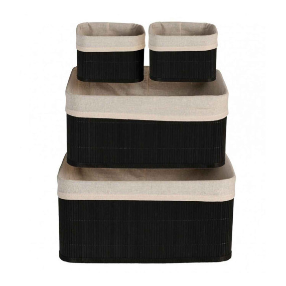 decorate objects KOOPMAN BASKET SET BAMBOO LINEN BLACK
