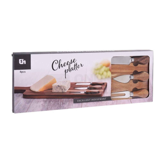 საჭრელი დაფა KOOPMAN 101001700 CHEESE BOARD 3 CHEESE KNIVES (404030)