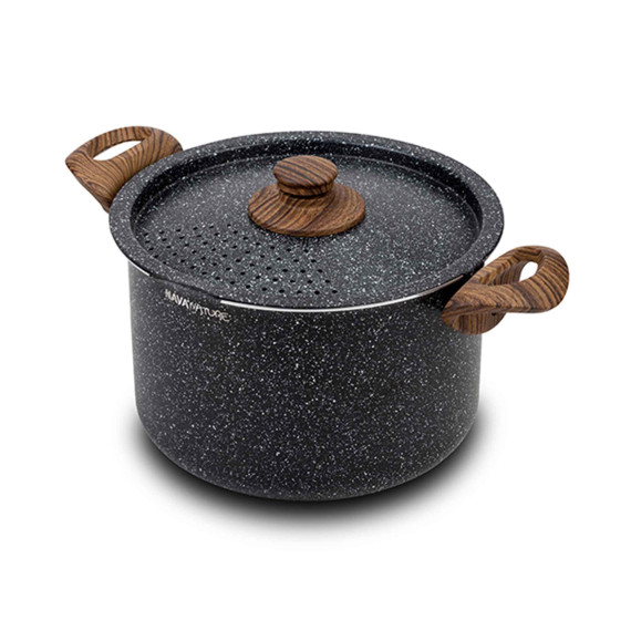 casserols NAVA 10-144-125 STONE NATURE WITH STRAINER LID 22CM