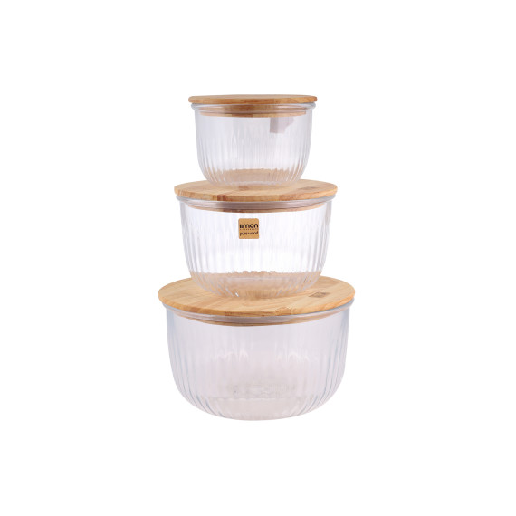 ჯამი LIMON 221259 GLASS ROWND W/LID SET 3PC(908350)