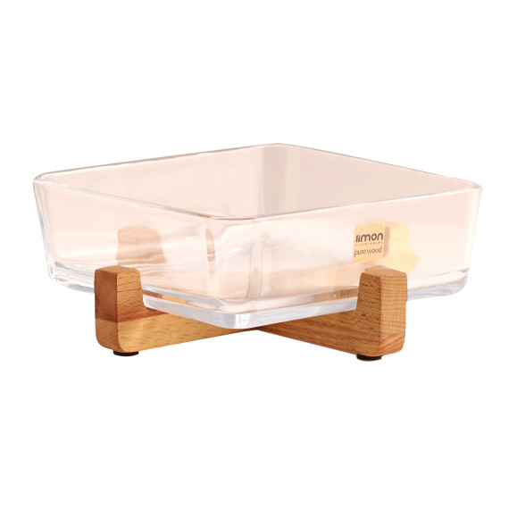ჯამი LIMON 216359 GLASSES SERVING PLATE ON WOOD STAND (908145)