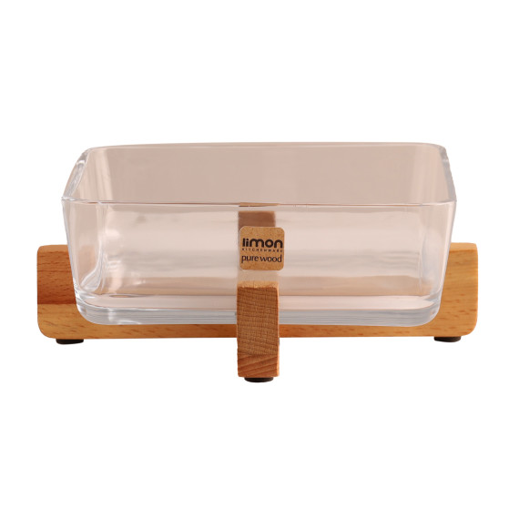 ჯამი LIMON 216359 GLASSES SERVING PLATE ON WOOD STAND (908145)