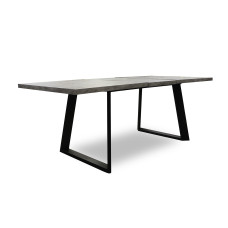 სასადილო მაგიდა MAMADOMA LOFT LUX-160, РАЗДВИЖНОЙ 160(205)X90, СЕРЫЙ СЛАНЕЦ/ЧЕРНЫЙ , 2 (УПАК.)