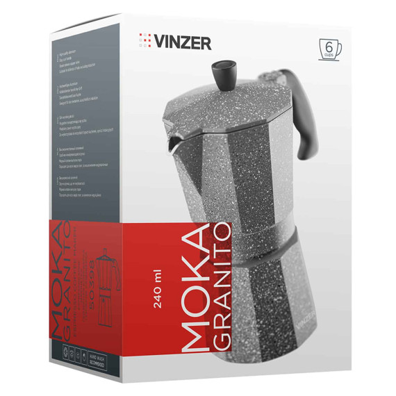 ყავის მადუღარა VINZER 50398 ESPRESSO MOKA GRANILO 6 CUP