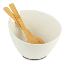 bowl NAVA 10-025-004 TERRESTRIAL WHITE W/BAMBOO SPOONS 24CM