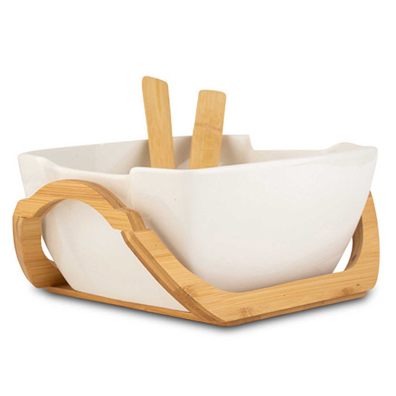 ჯამი NAVA 10-025-005 TERRESTRIAL WHITE W/BAMBOO BASE 23CM