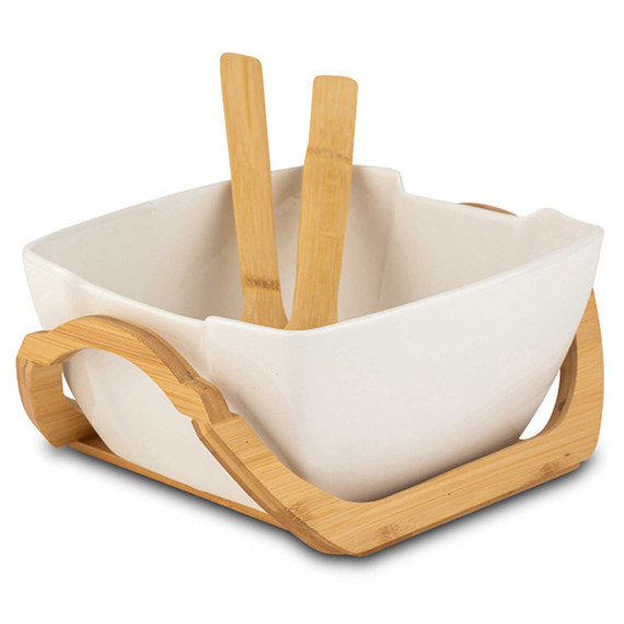 ჯამი NAVA 10-025-005 TERRESTRIAL WHITE W/BAMBOO BASE 23CM