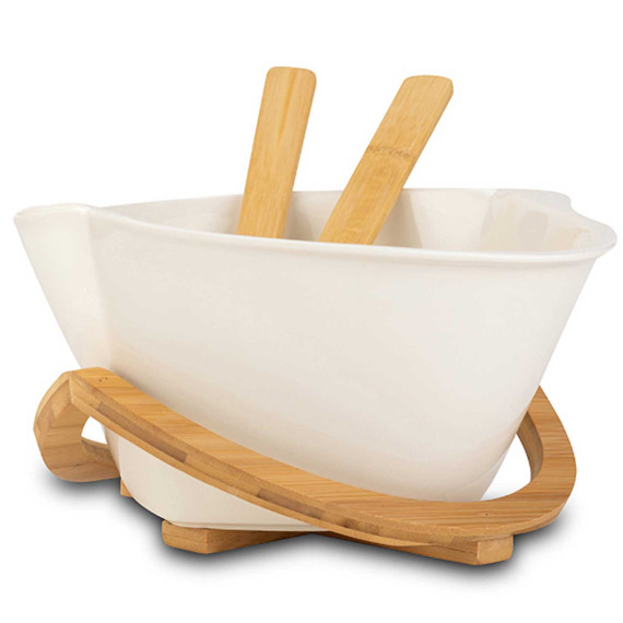 ჯამი NAVA 10-025-009 TERRESTRIAL WHITE W/BAMBOO BASE 30CM