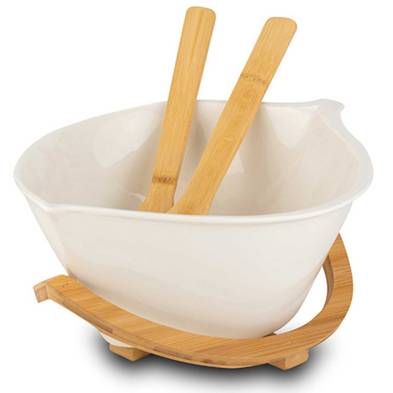 ჯამი NAVA 10-025-009 TERRESTRIAL WHITE W/BAMBOO BASE 30CM