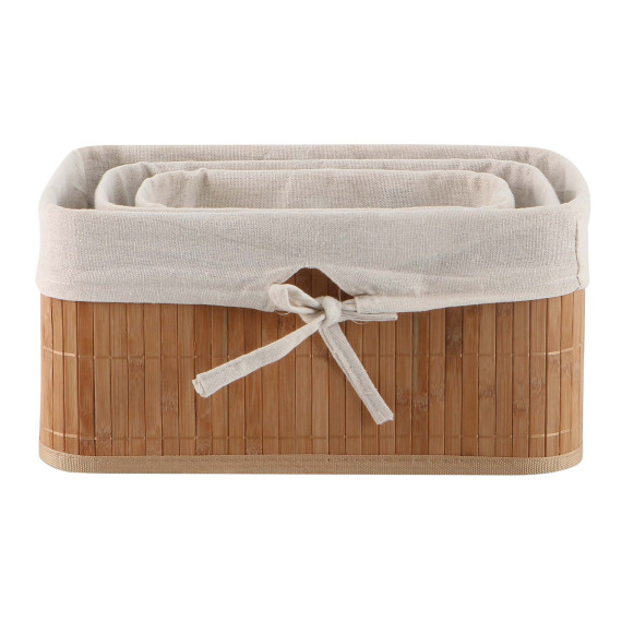 decorate objects KOOPMAN BASKET SET BAMBOO WITH LINEN