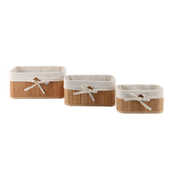 decorate objects KOOPMAN BASKET SET BAMBOO WITH LINEN