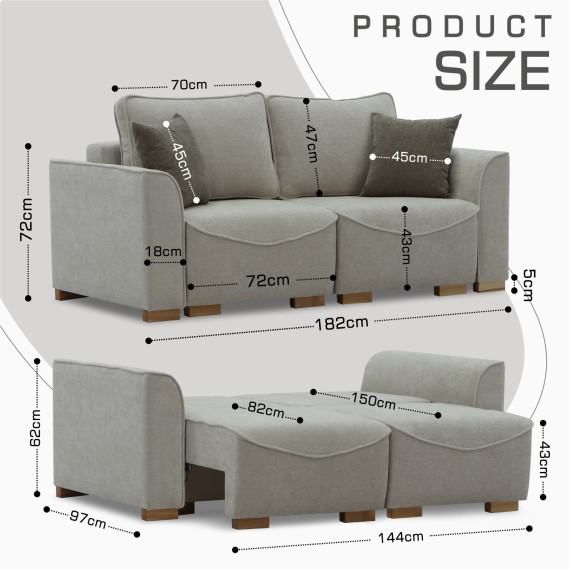 диван HOBEL BELONA LUXE 2 CREAM BONCUK 4/ BROWN SHO 599-2 (5)