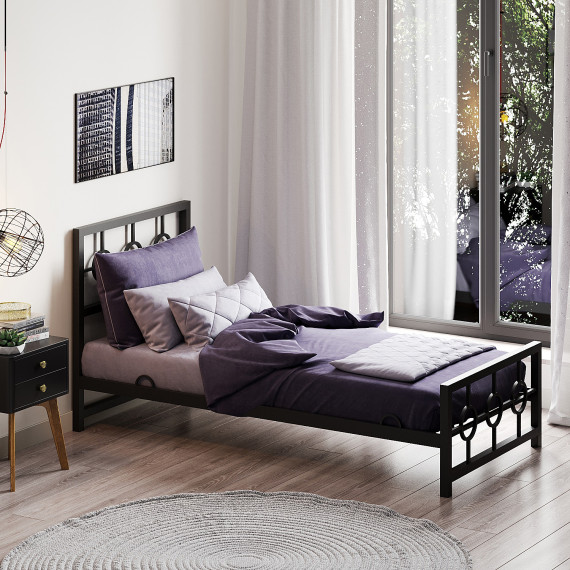 кровать HOBEL SOME CIRCLE 90x200 METAL BLACK/LM (3)