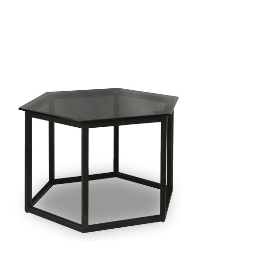 ჟურნალის მაგიდა HOBEL BEEHIVE 2PCS METAL BLACK/ GLASS FM (2)