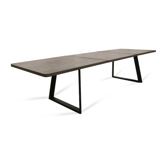 სასადილო მაგიდა MAMADOMA LOFT LUX RADIAL-230, РАЗДВИЖНОЙ 230(330)X110, ДЫМЧАТАЯ КЕРАМИКА/ЧЕРНЫЙ, 2 (УПАК.)(2)