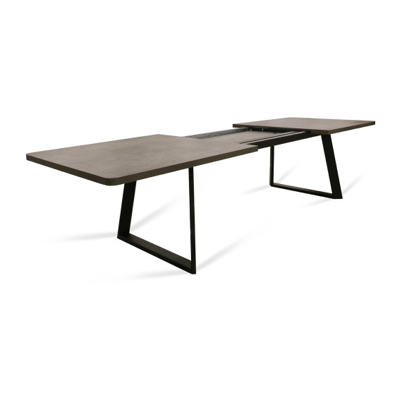 სასადილო მაგიდა MAMADOMA LOFT LUX RADIAL-230, РАЗДВИЖНОЙ 230(330)X110, ДЫМЧАТАЯ КЕРАМИКА/ЧЕРНЫЙ, 2 (УПАК.)(2)