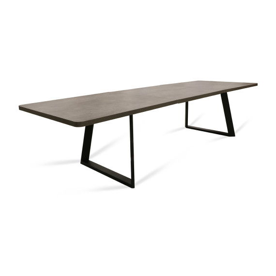 სასადილო მაგიდა MAMADOMA LOFT LUX RADIAL-230, РАЗДВИЖНОЙ 230(330)X110, ДЫМЧАТАЯ КЕРАМИКА/ЧЕРНЫЙ, 2 (УПАК.)(2)