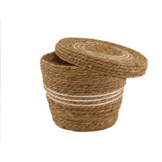decorate objects KOOPMAN BASKET SET CATTAIL LEAF ROUND
