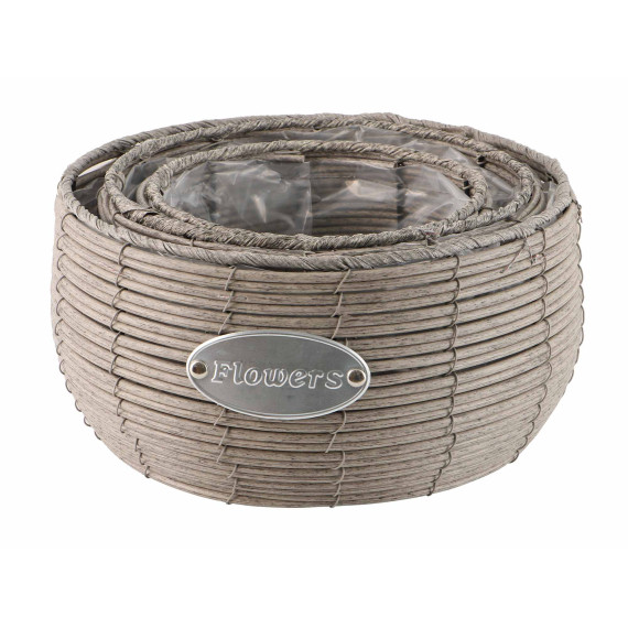 decorate objects KOOPMAN FLOWERPOT SET 3PCS TAUPE