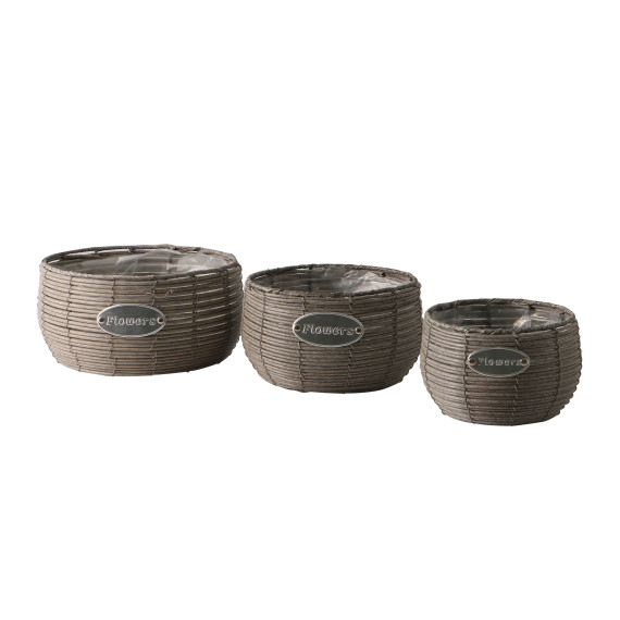 decorate objects KOOPMAN FLOWERPOT SET 3PCS TAUPE