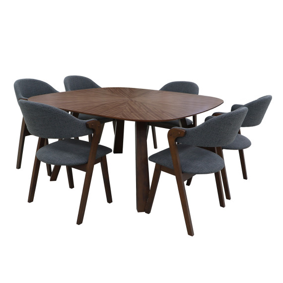 სასადილო გარნიტური IVORIE ABAASA 3349/1348 1+6 NATURAL WALNUT