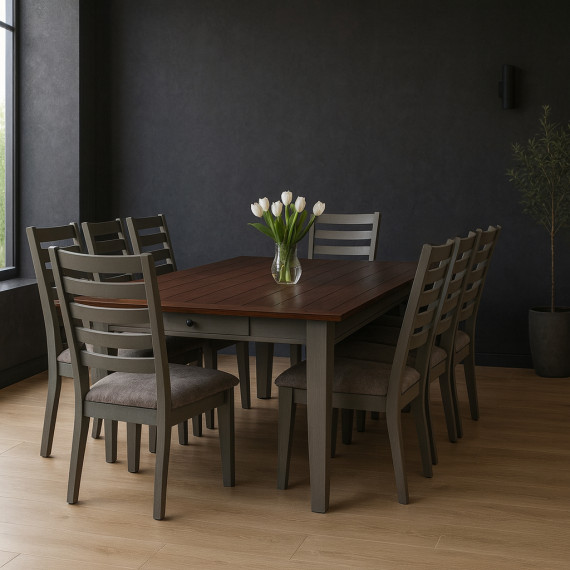 სასადილო გარნიტური HOBEL DORA 1+8 OAK PIGMENT/GREY/CH SHO599/2 (10)