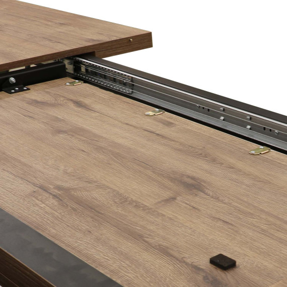 обеденный стол MAMADOMA LOFT LUX RADIAL-230, РАЗДВИЖНОЙ 230(330)X110, ДУБ ВЕЛИНГТОН/ЧЕРНЫЙ, 2 (УПАК.) (2)