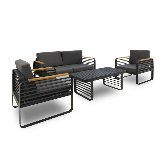 ბაღის გარნიტური HOBEL ALBATROSS 1+2+1+1 METAL ANTRACITE/GREY OXFORD 300D (4)
