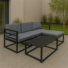 садовый гарнитур HOBEL CORNER DECK METAL BLACK/ LIGHT GREY (5)