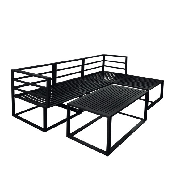garden set HOBEL CORNER DECK METAL BLACK/ LIGHT GREY (5)
