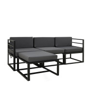 садовый гарнитур HOBEL CORNER DECK METAL BLACK/ OXFORD DARK GREY (5)