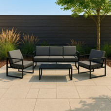 garden set HOBEL MOUTH 3+1+1 METAL BLACK /OXFORD-6142 (4)