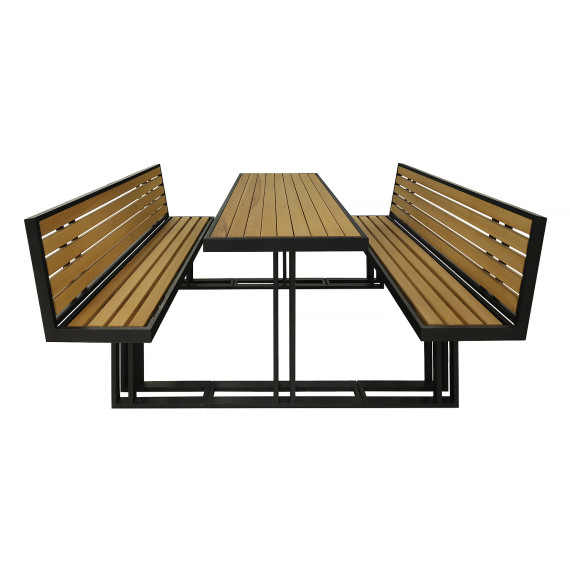 ბაღის გარნიტური HOBEL RULER WITH BACK 1+2 METAL BLACK/WOOD TIK (3)