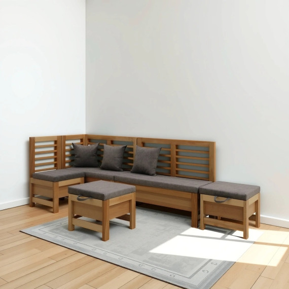 кухонный уголок HOBEL CORNER OLIVER WOOD NATURAL/LEONARDO 5 L (5)