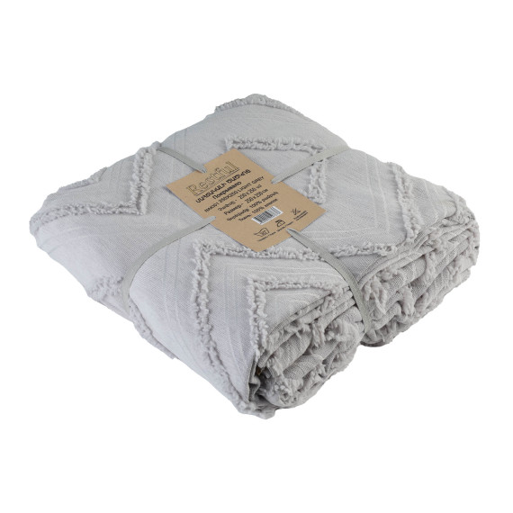 bed cover RESTFUL NAKI01 250X250 LIGHT GREY