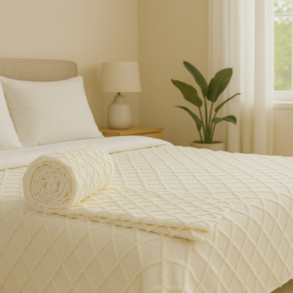 bed cover RESTFUL NAKI03 250X250 LIGHT CREAM