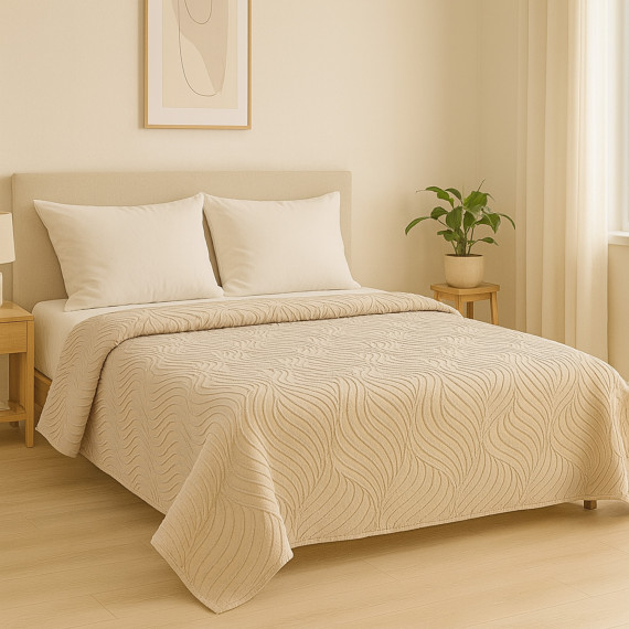 bed cover RESTFUL NAKI04 250X250 BEIGE