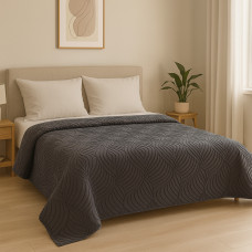 bed cover RESTFUL NAKI04 250X250 DARK GREY