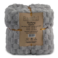 plaid RESTFUL WELLSOFT CUBE 115X155 LIGHT GREY