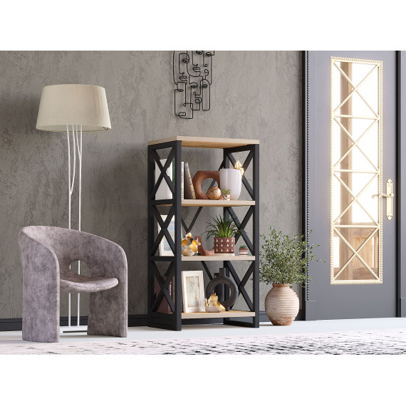 წიგნის კარადა და თარო HOBEL LOFT-SH-139-M BLACK/ K003 (1)