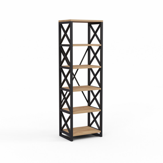 წიგნის კარადა და თარო HOBEL LOFT-SH-139-L BLACK/ K003 (1)