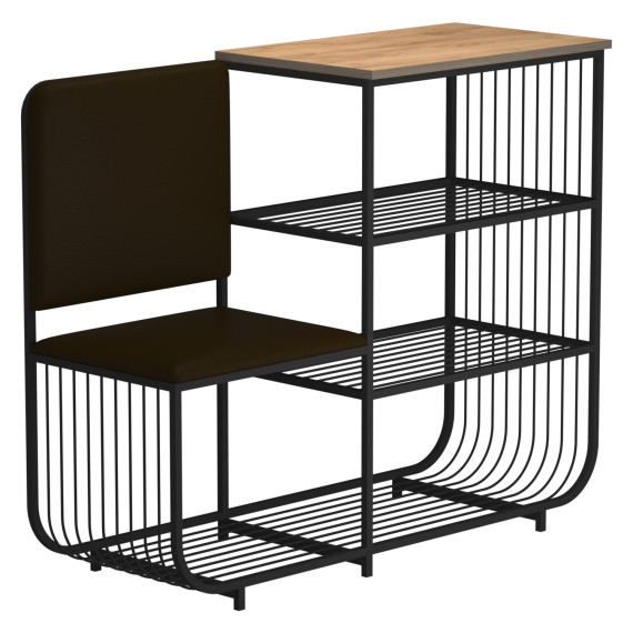 тумба для обуви HOBEL WMX-SH-666 METAL BLACK BROWN L (1)