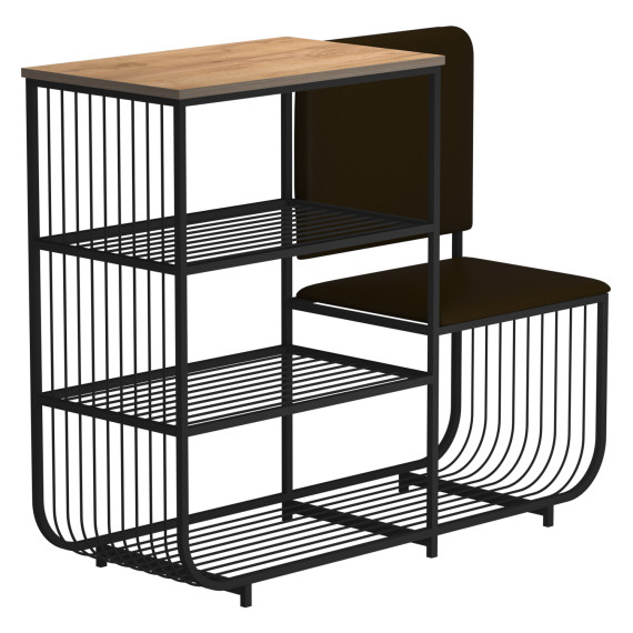 тумба для обуви HOBEL WMX-SH-666 METAL BLACK BROWN R (1)
