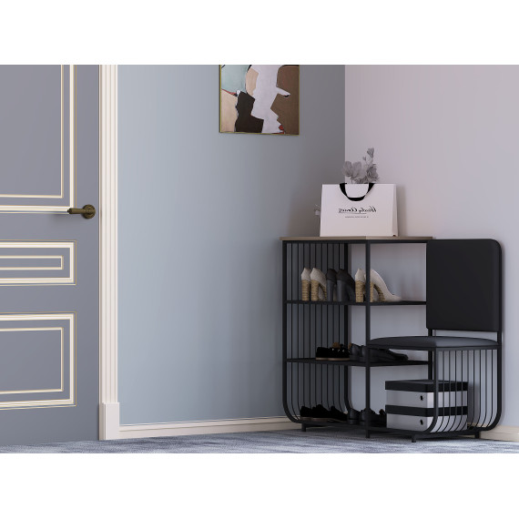 тумба для обуви HOBEL WMX-SH-666 METAL BLACK R (1)
