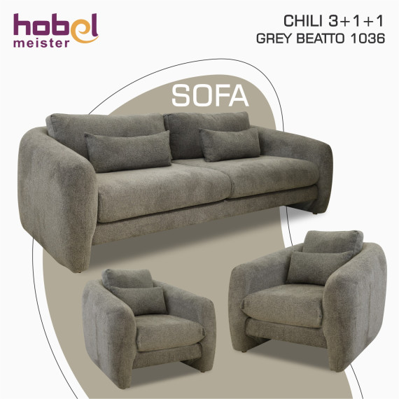 გარნიტური HOBEL CHILI 3+1+1 DARK GREY BEATTO 1036 (3)