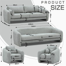 гарнитур HOBEL CHILI 3+1+1 LIGHT GREY BEATTO 1067 (3)