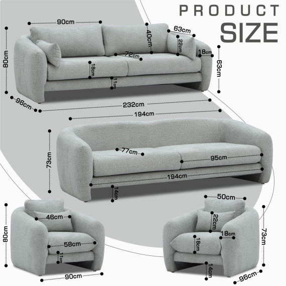 გარნიტური HOBEL CHILI 3+1+1 LIGHT GREY BEATTO 1067 (3)